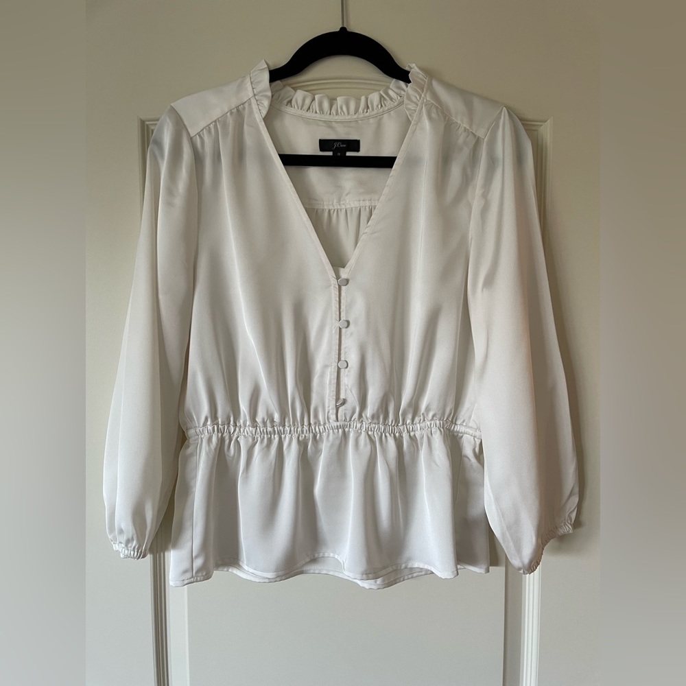 J Crew - cream satin blouse